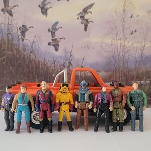 Vintage Action Figures Set with Orange Truck